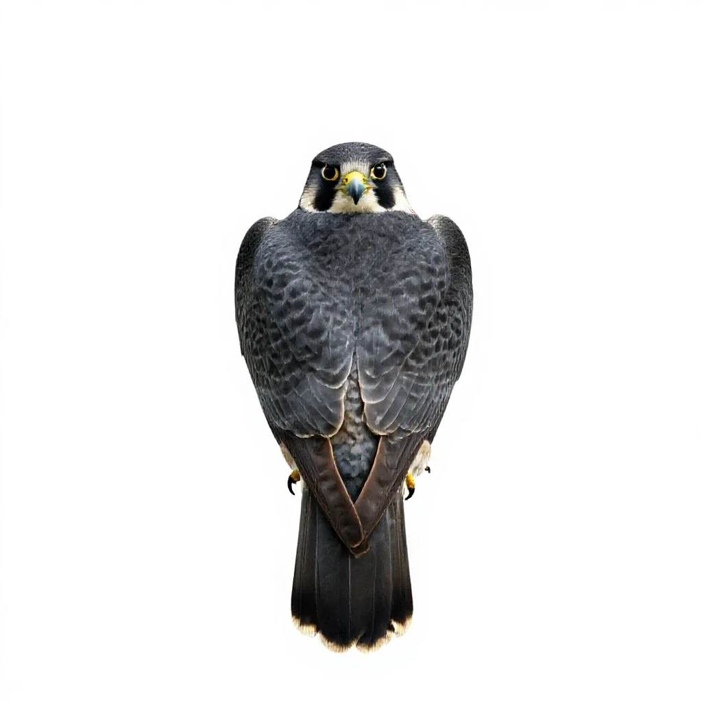 Peregrine falcon stooping isolated on a white background