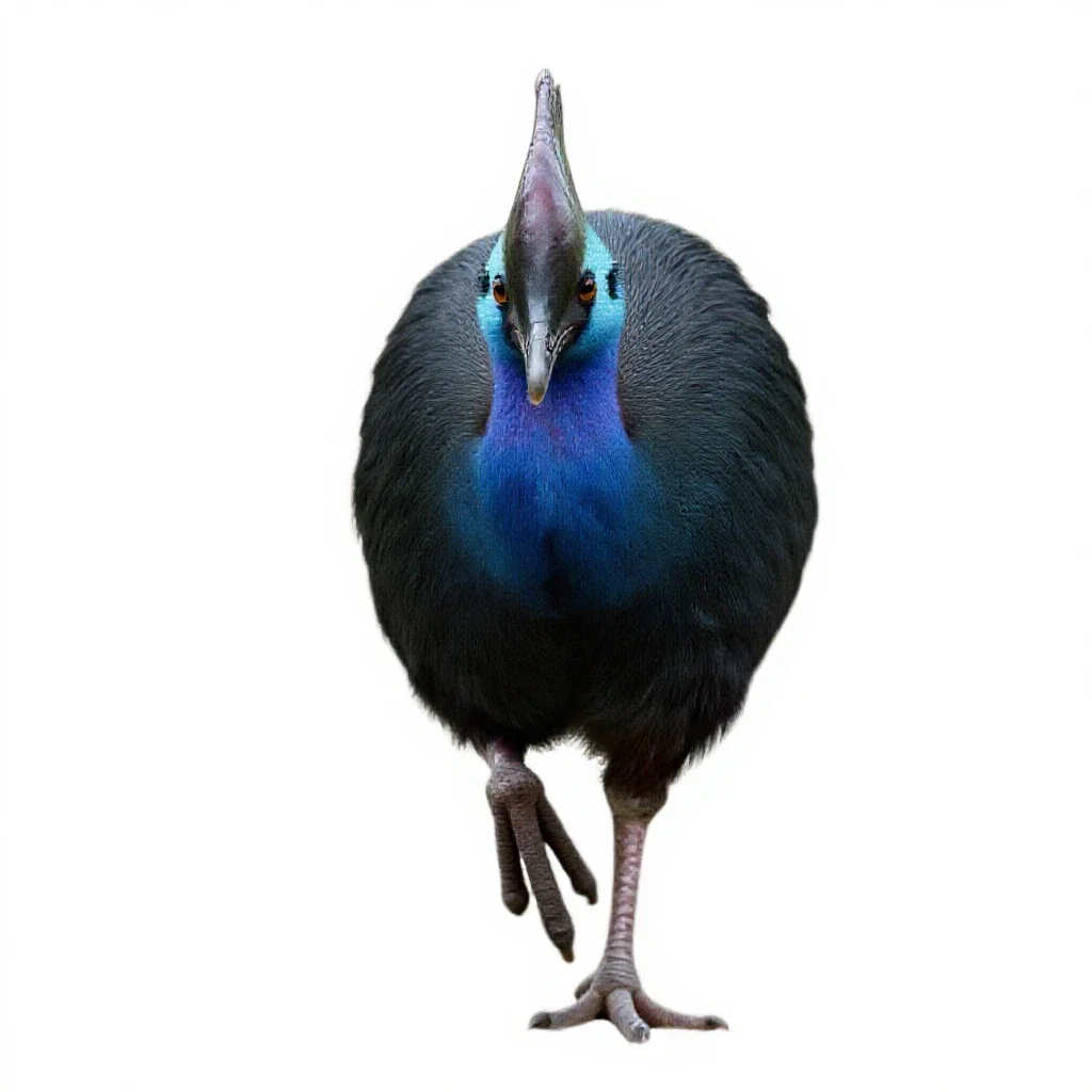 Pukeko mid-stride isolated on a white background