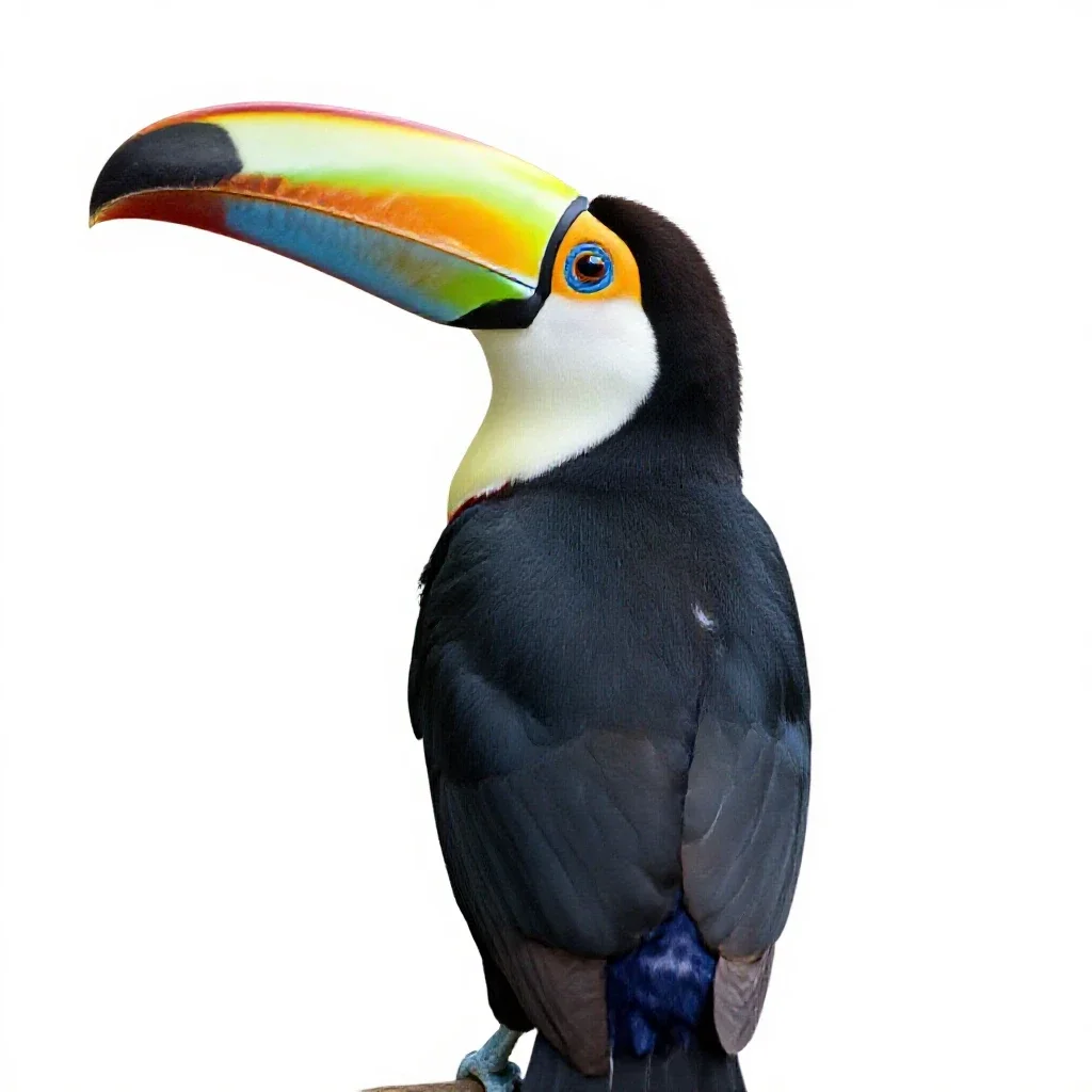 Toucan with an oversized bill isolated on a white background