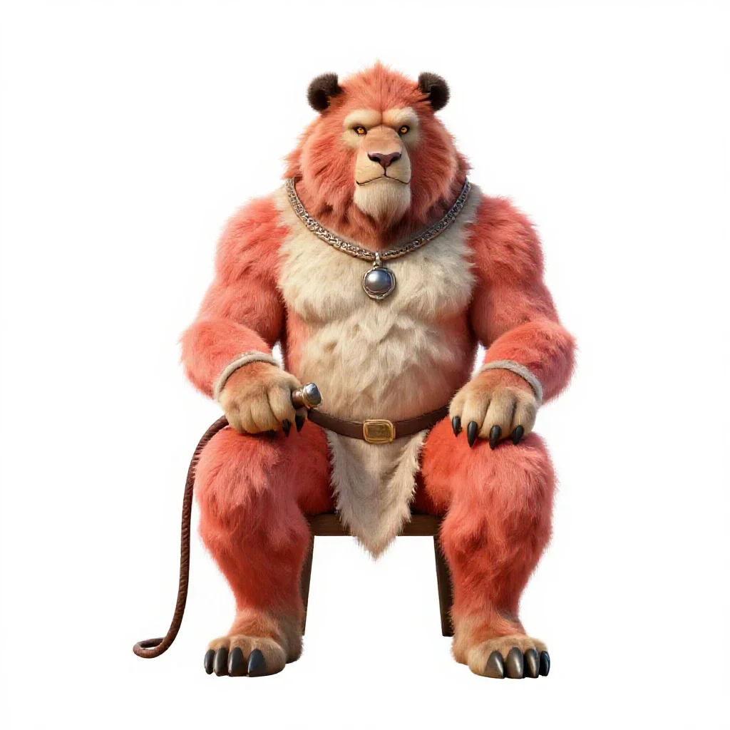 Beast tamer with a whip isolated on a white background