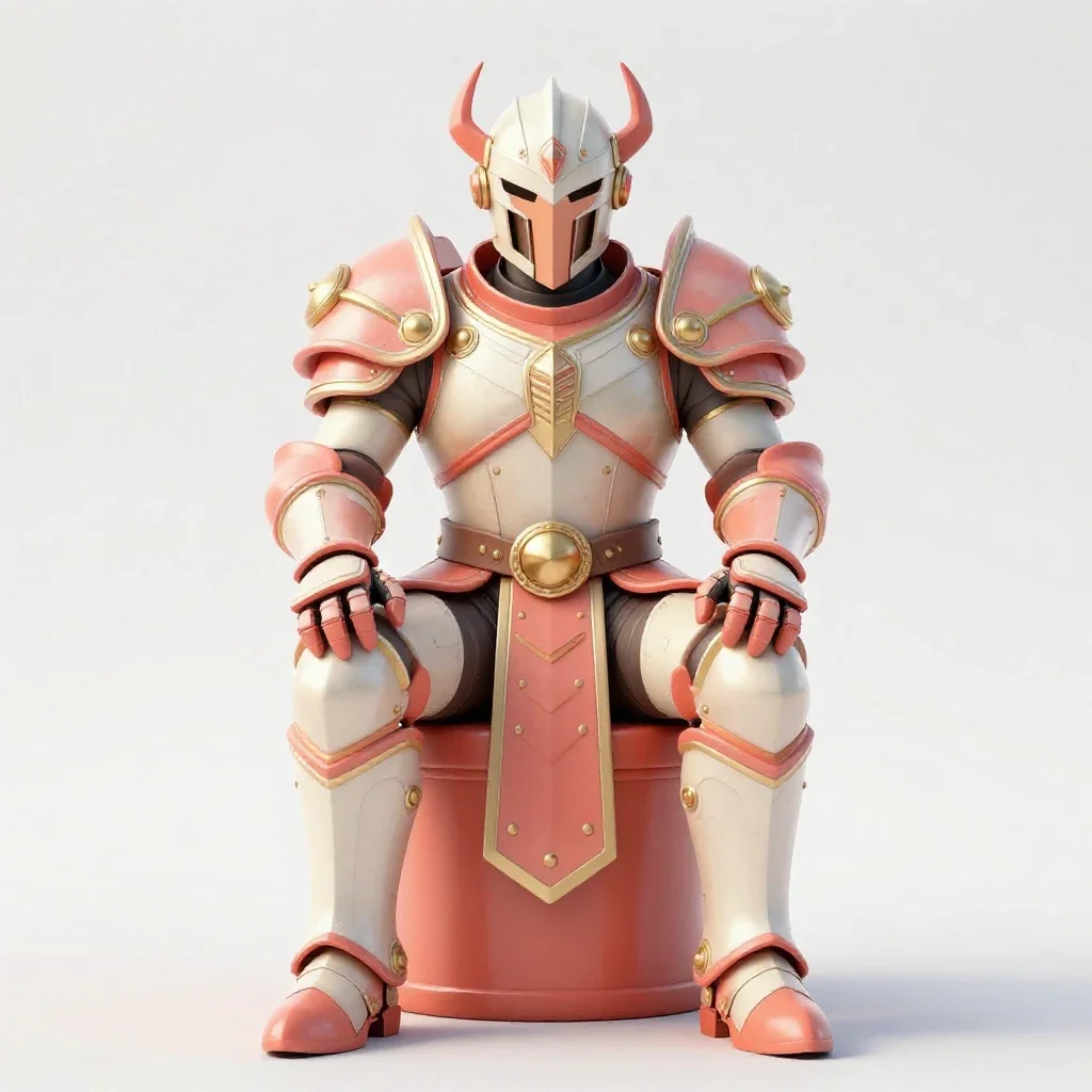 Heavily armoured paladin isolated on a white background
