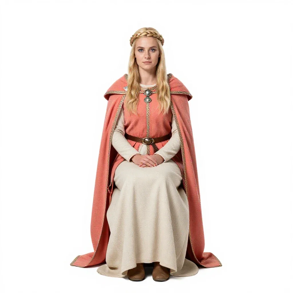 Shieldmaiden with a braided crown isolated on a white background