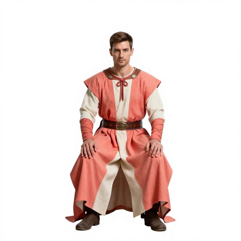 Elven archer in layered silks isolated on a white background
