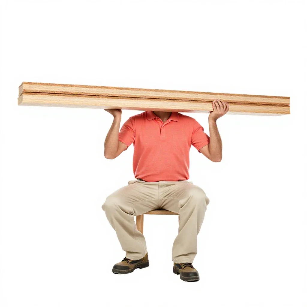 Carpenter shouldering timber isolated on a white background