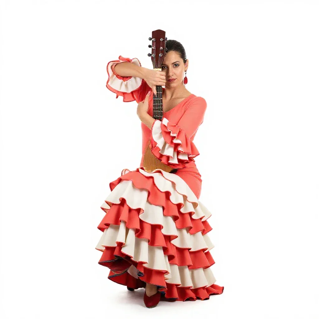 Flamenco guitarist isolated on a white background