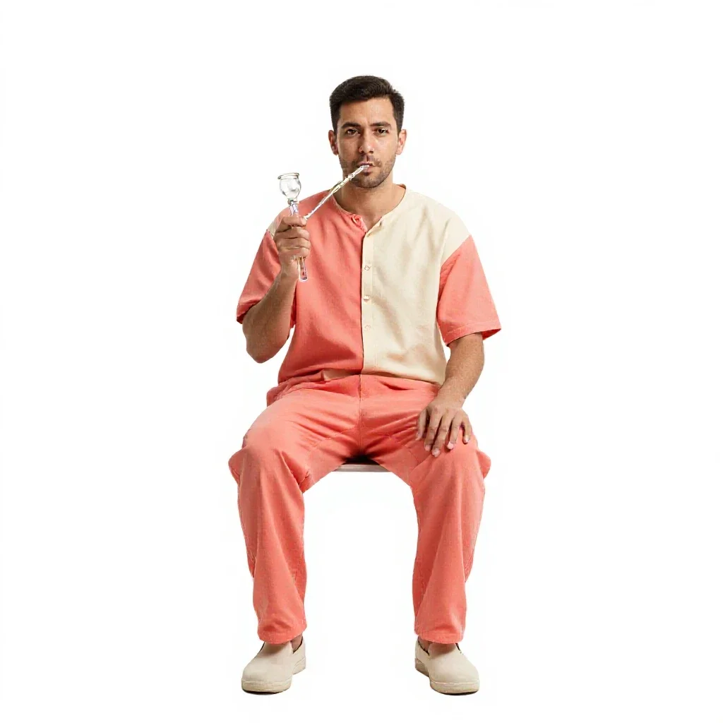Glassblower with a blowpipe isolated on a white background