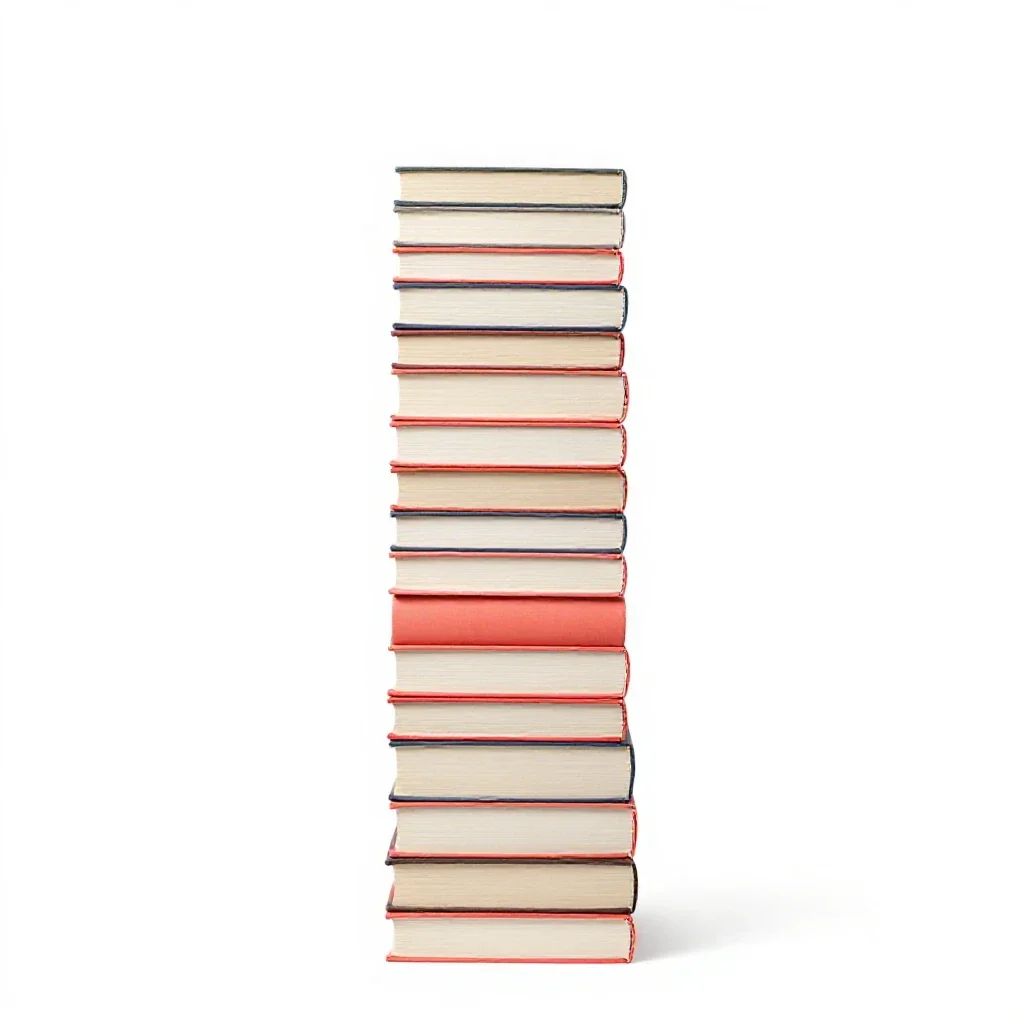 Librarian with a stack of books isolated on a white background