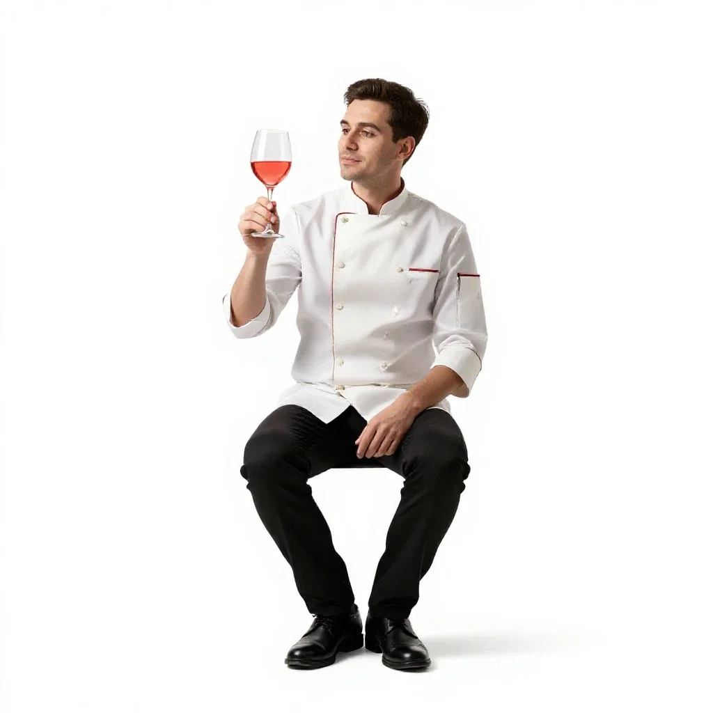 Sommelier examining a glass isolated on a white background