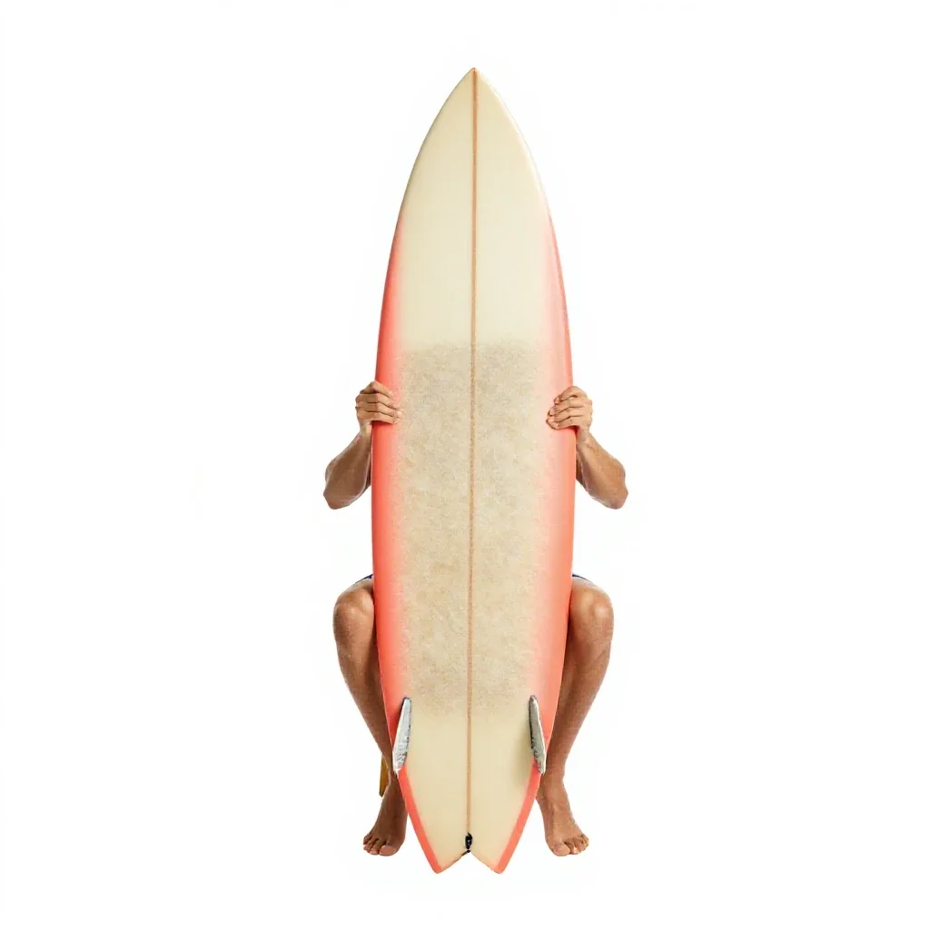 Surfer carrying a board isolated on a white background