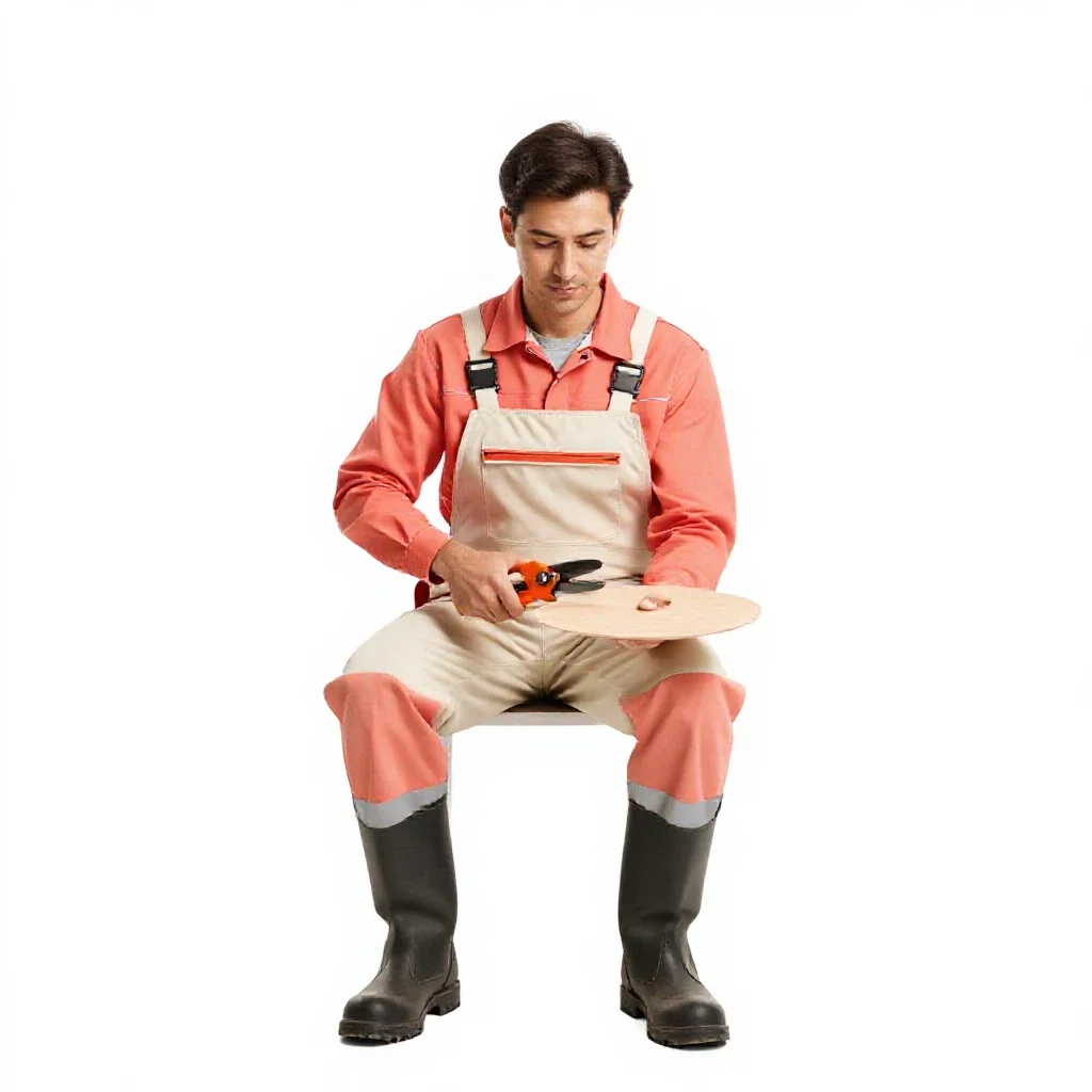 Vineyard worker with secateurs isolated on a white background