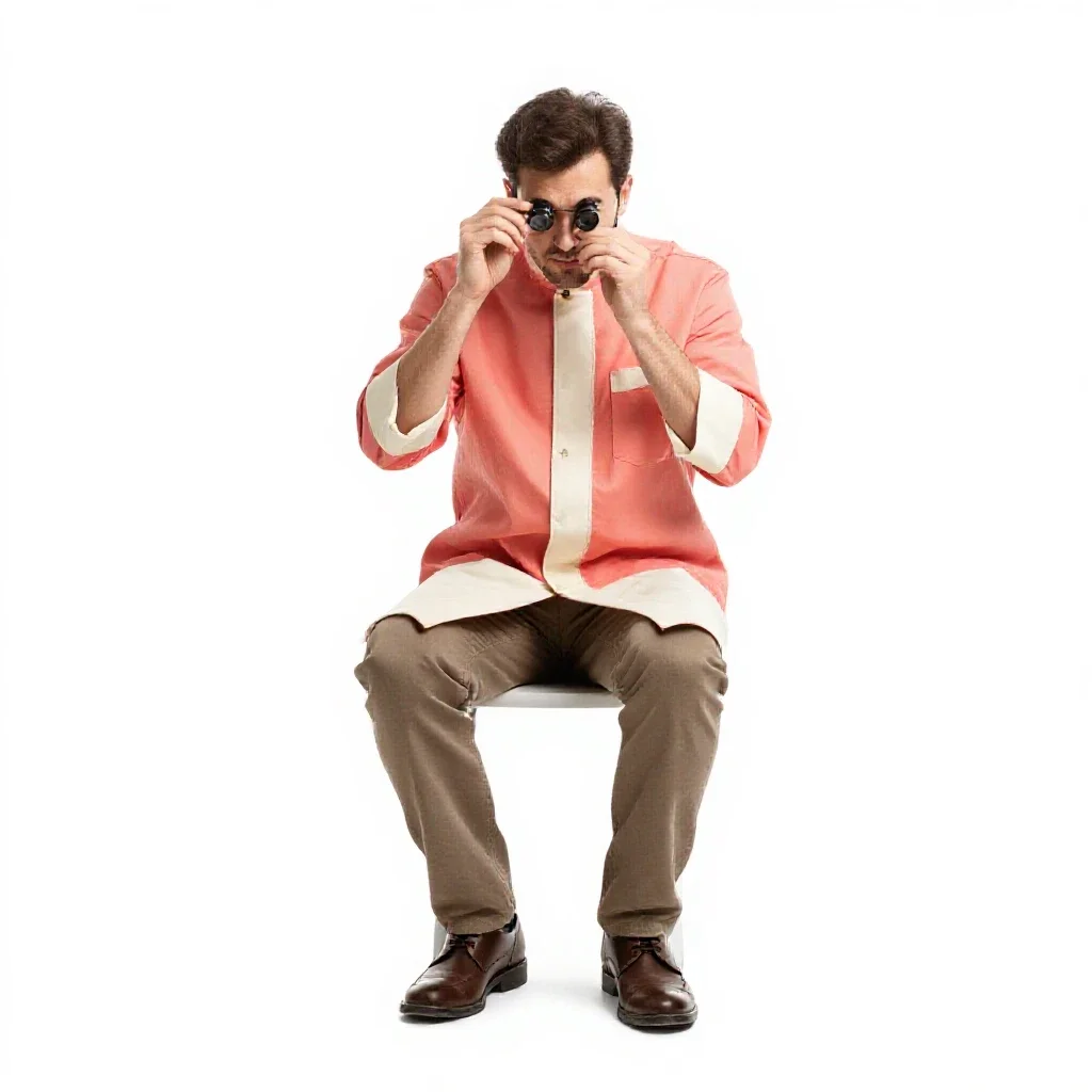 Watchmaker with a loupe isolated on a white background