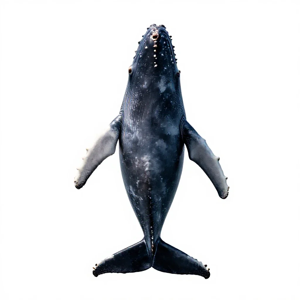 Humpback whale breaching isolated on a white background