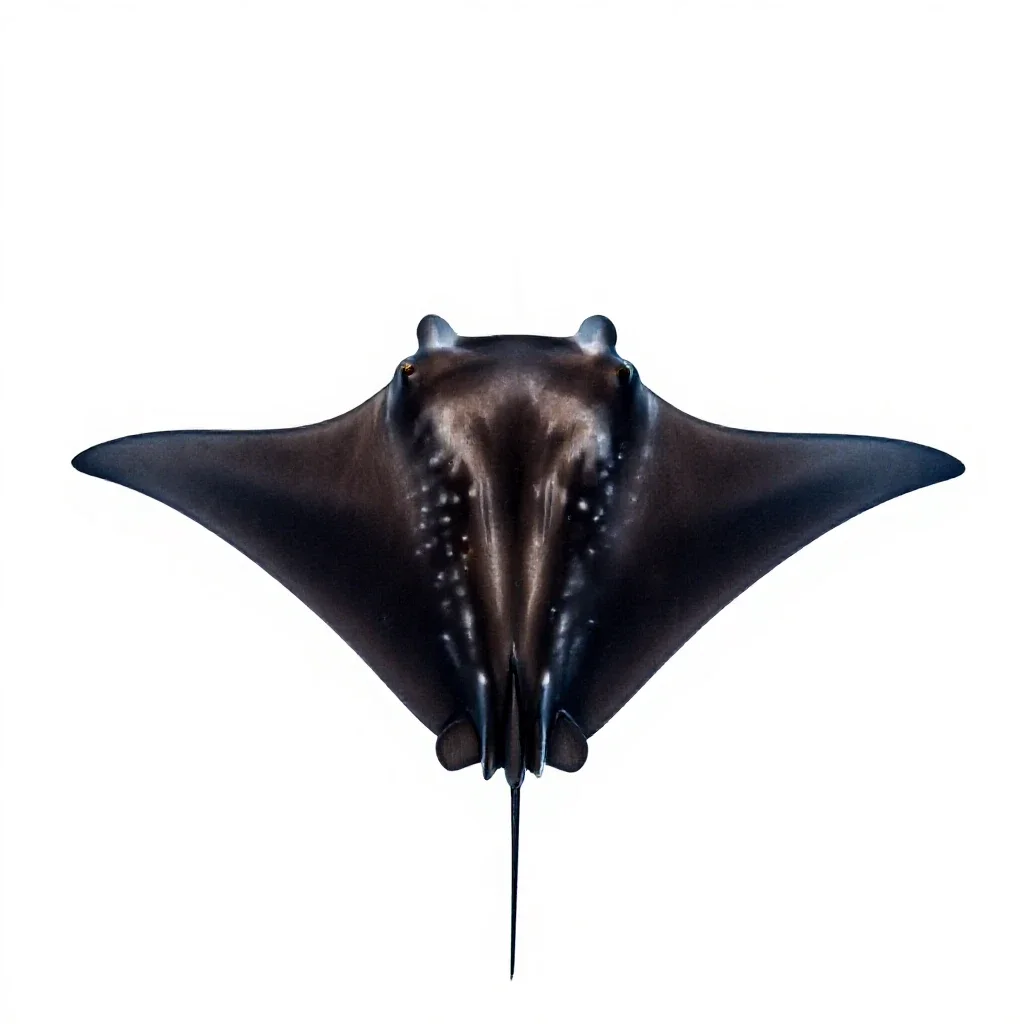 Manta ray gliding isolated on a white background