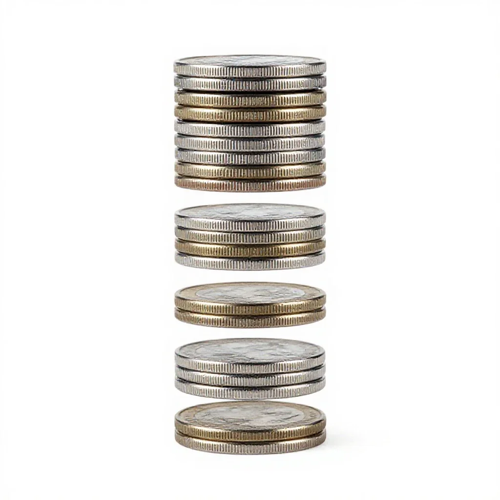 Coin hoard isolated on a white background