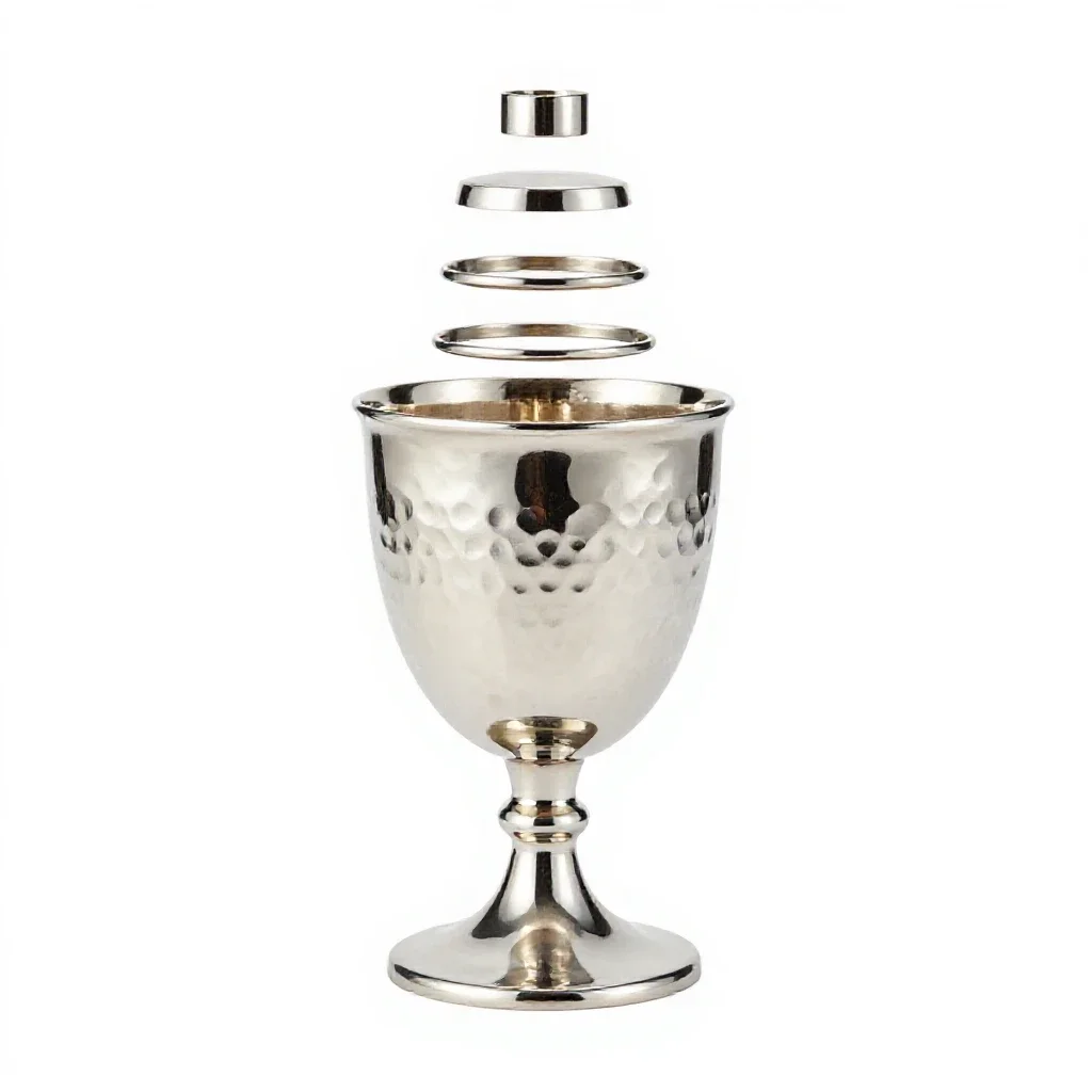 Goblet of hammered silver isolated on a white background