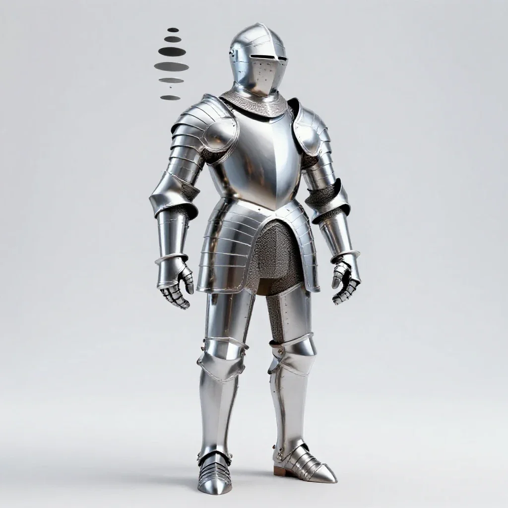 Suit of plate armour isolated on a white background