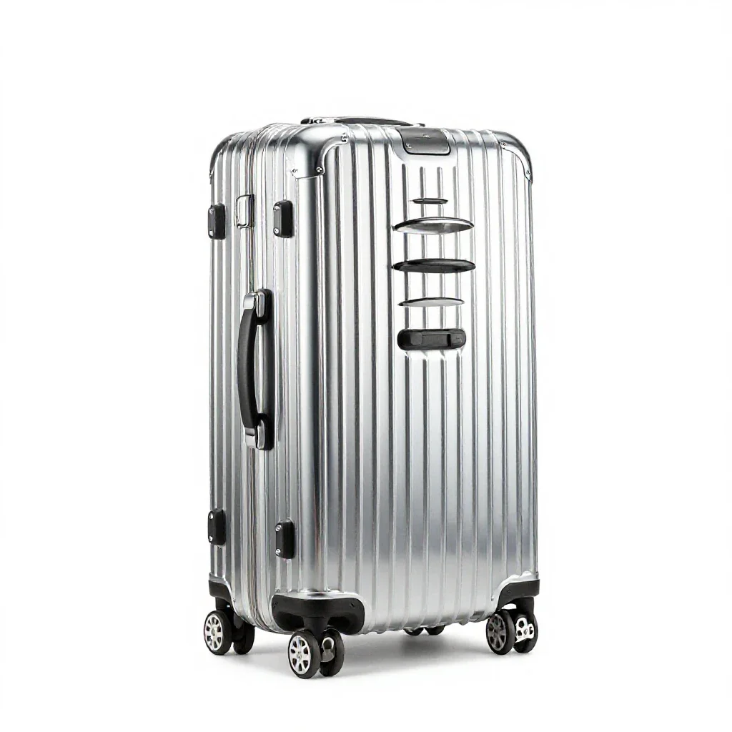 Hard-shell suitcase isolated on a white background