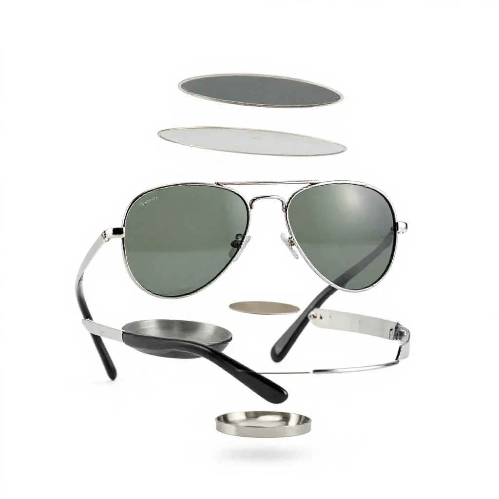 Pair of aviator sunglasses isolated on a white background