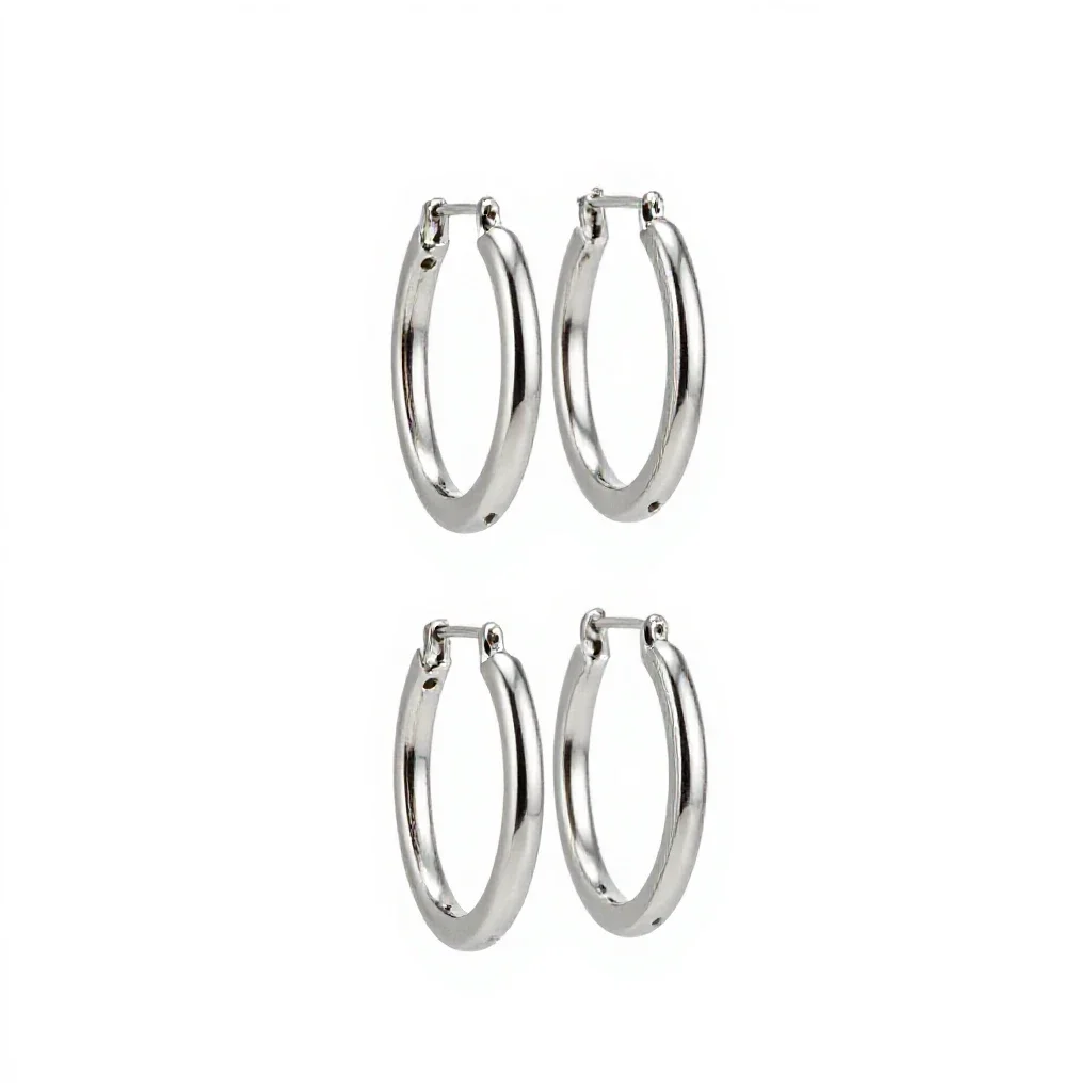 Pair of hoop earrings isolated on a white background