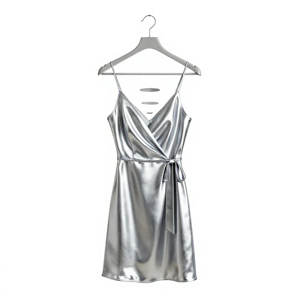 Wrap dress on a hanger isolated on a white background