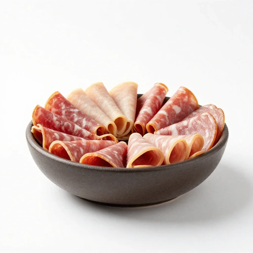 Charcuterie selection isolated on a white background