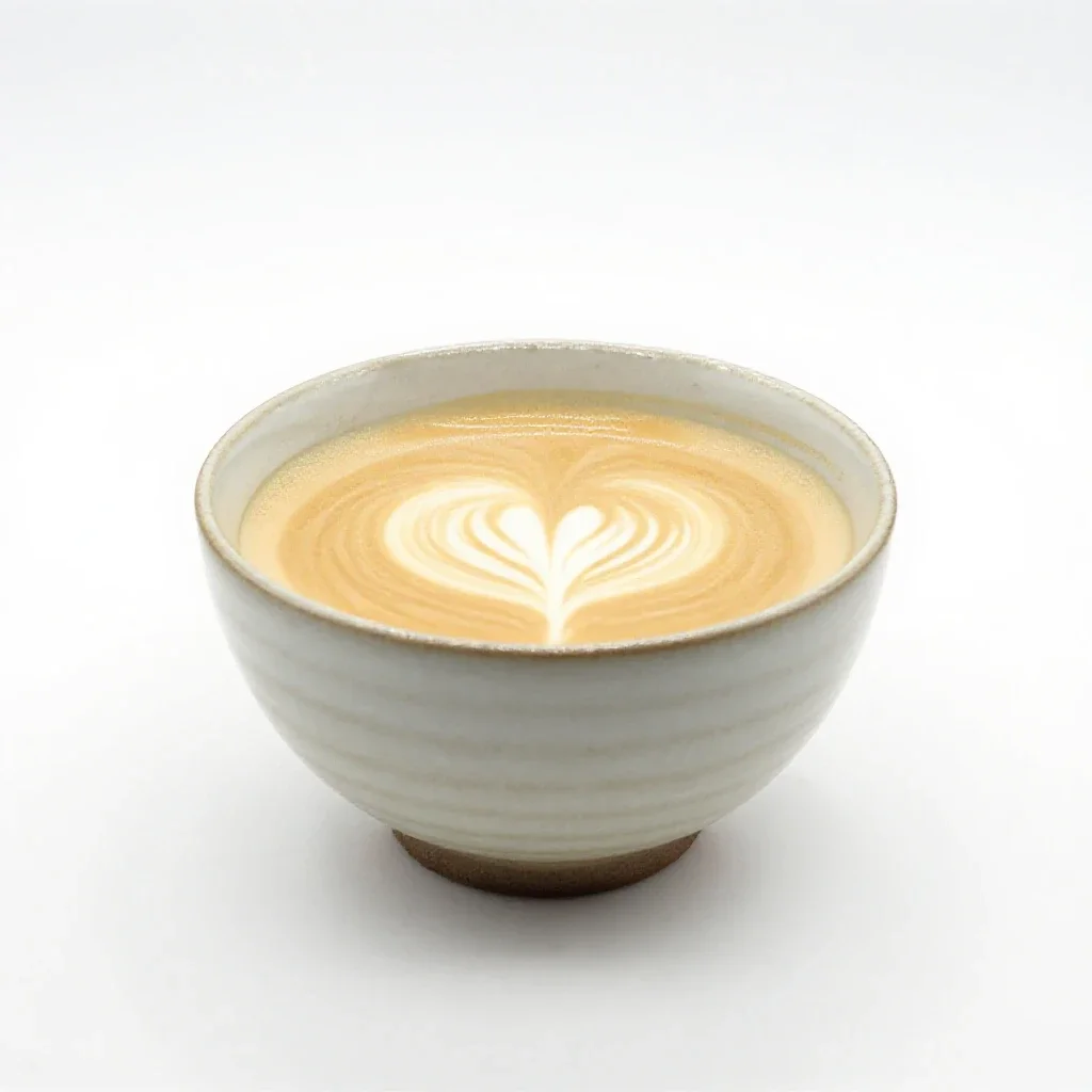 Flat white in a ceramic cup isolated on a white background