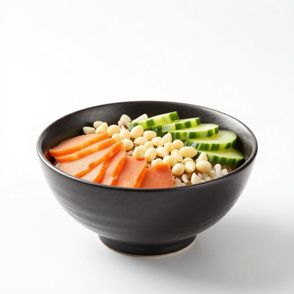 Poke bowl isolated on a white background