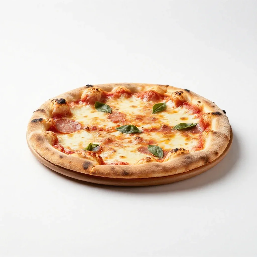Wood-fired pizza isolated on a white background