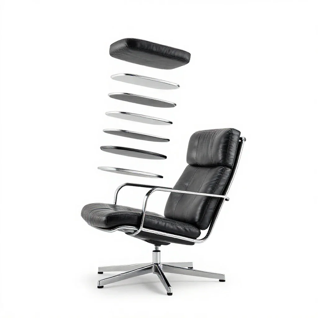 Mid-century lounge chair isolated on a white background
