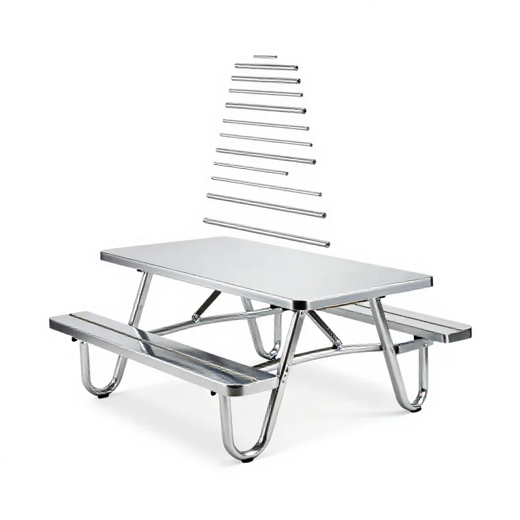 Picnic table isolated on a white background