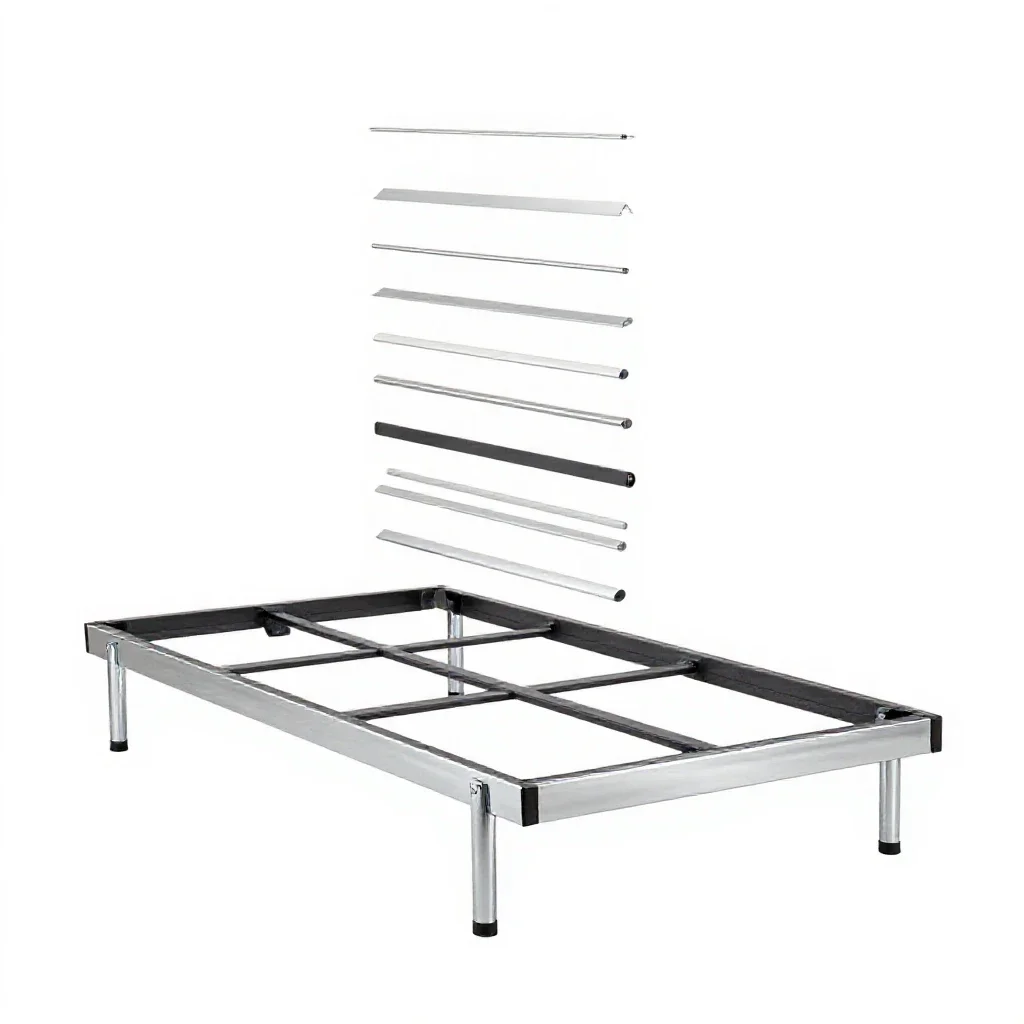 Platform bed frame isolated on a white background