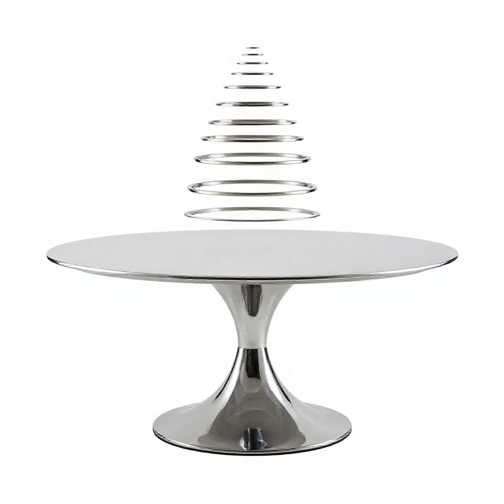 Round pedestal dining table isolated on a white background