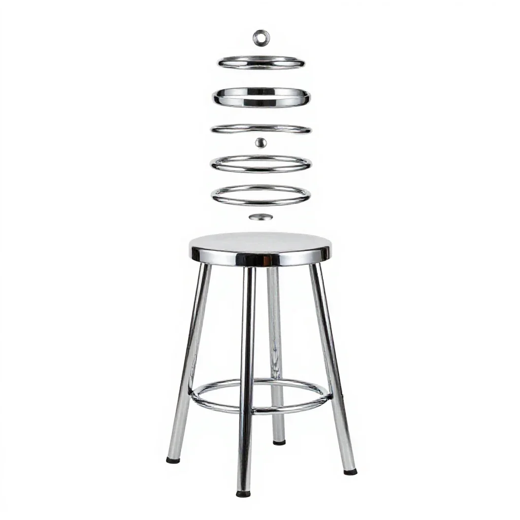 Three-legged stool isolated on a white background