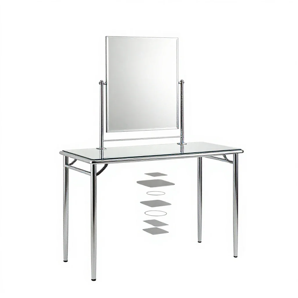 Vanity table with a mirror isolated on a white background