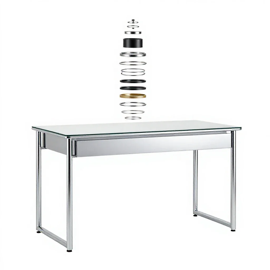 Writing desk with a drawer isolated on a white background