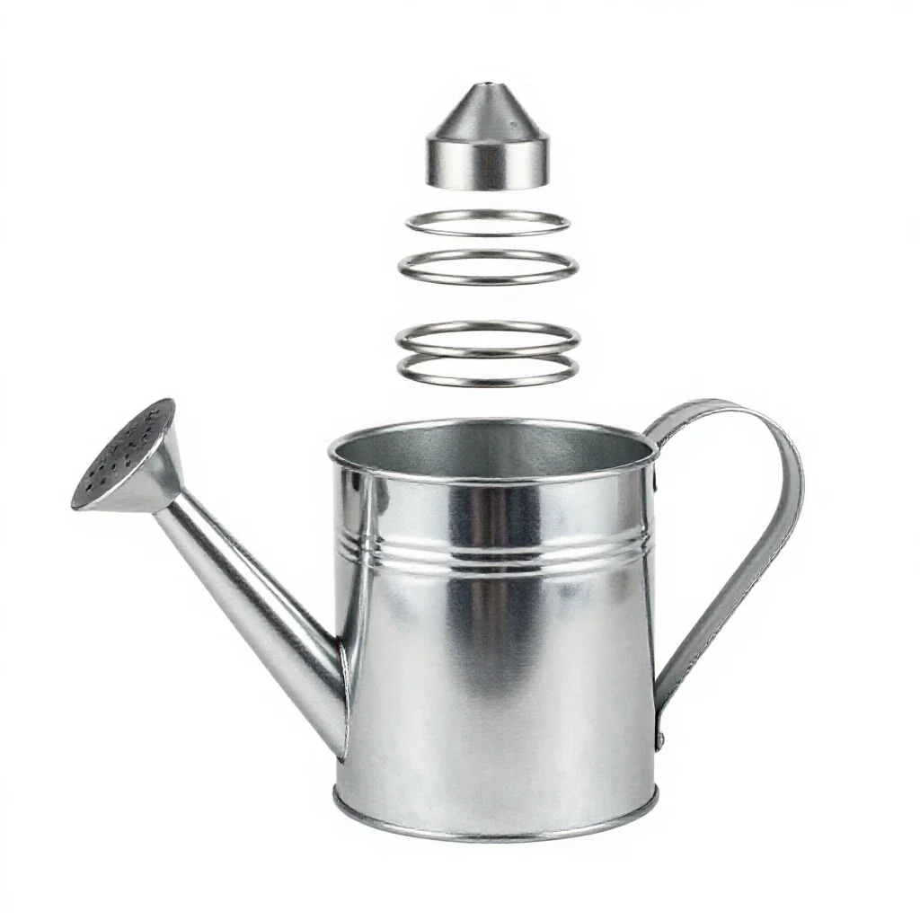 Galvanised watering can isolated on a white background