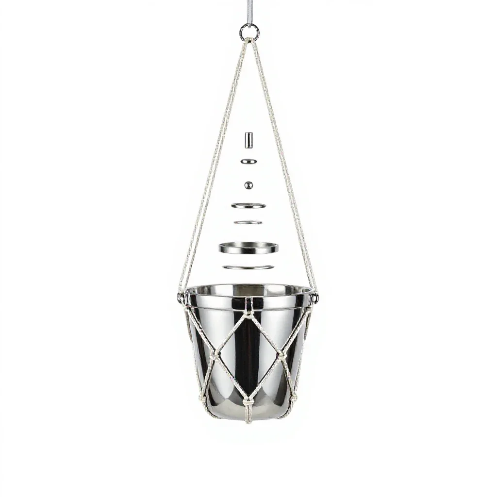 Hanging macrame planter isolated on a white background