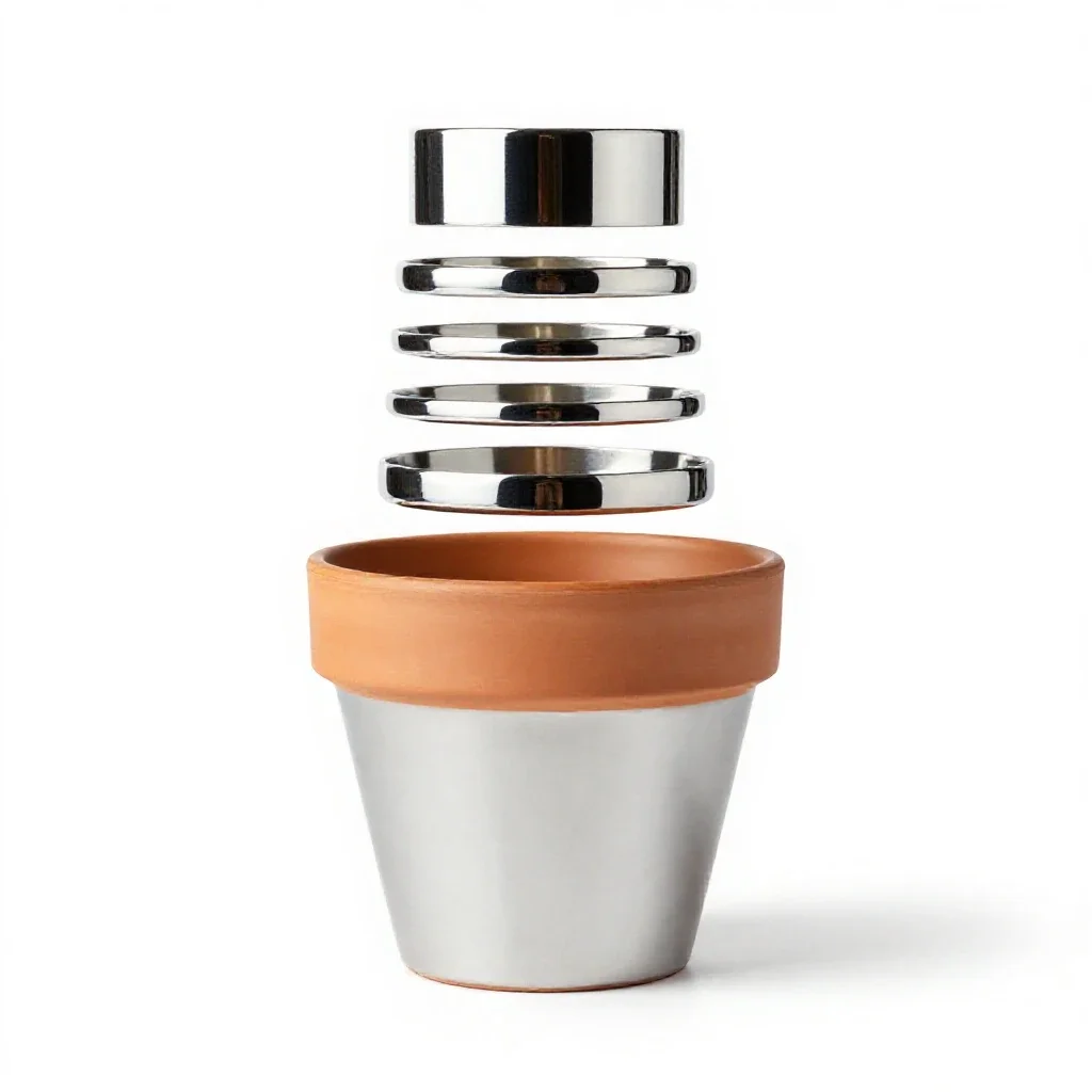 Terracotta plant pot isolated on a white background