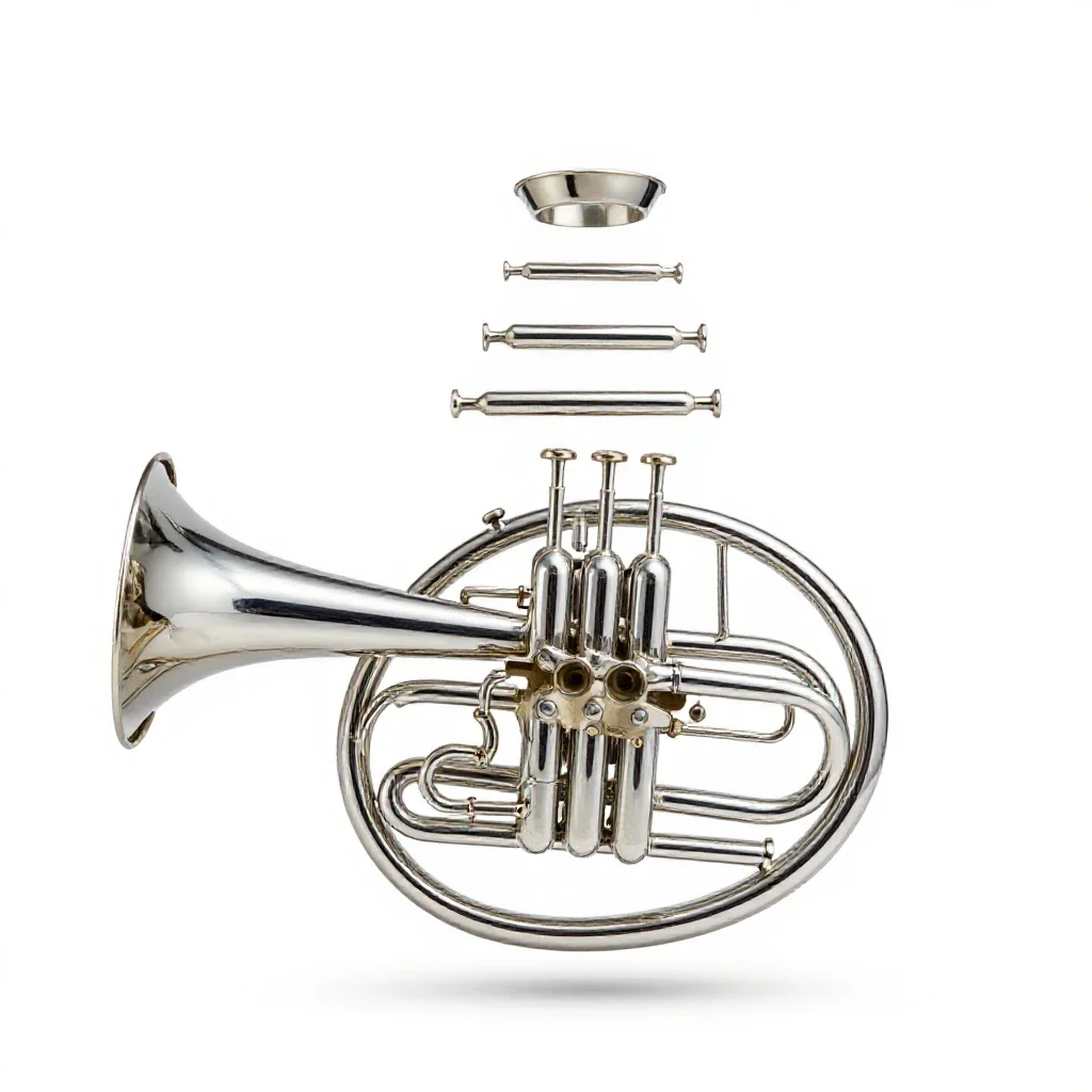 French horn isolated on a white background