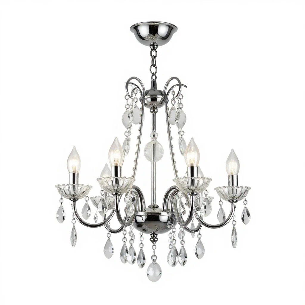 Chandelier with glass drops isolated on a white background