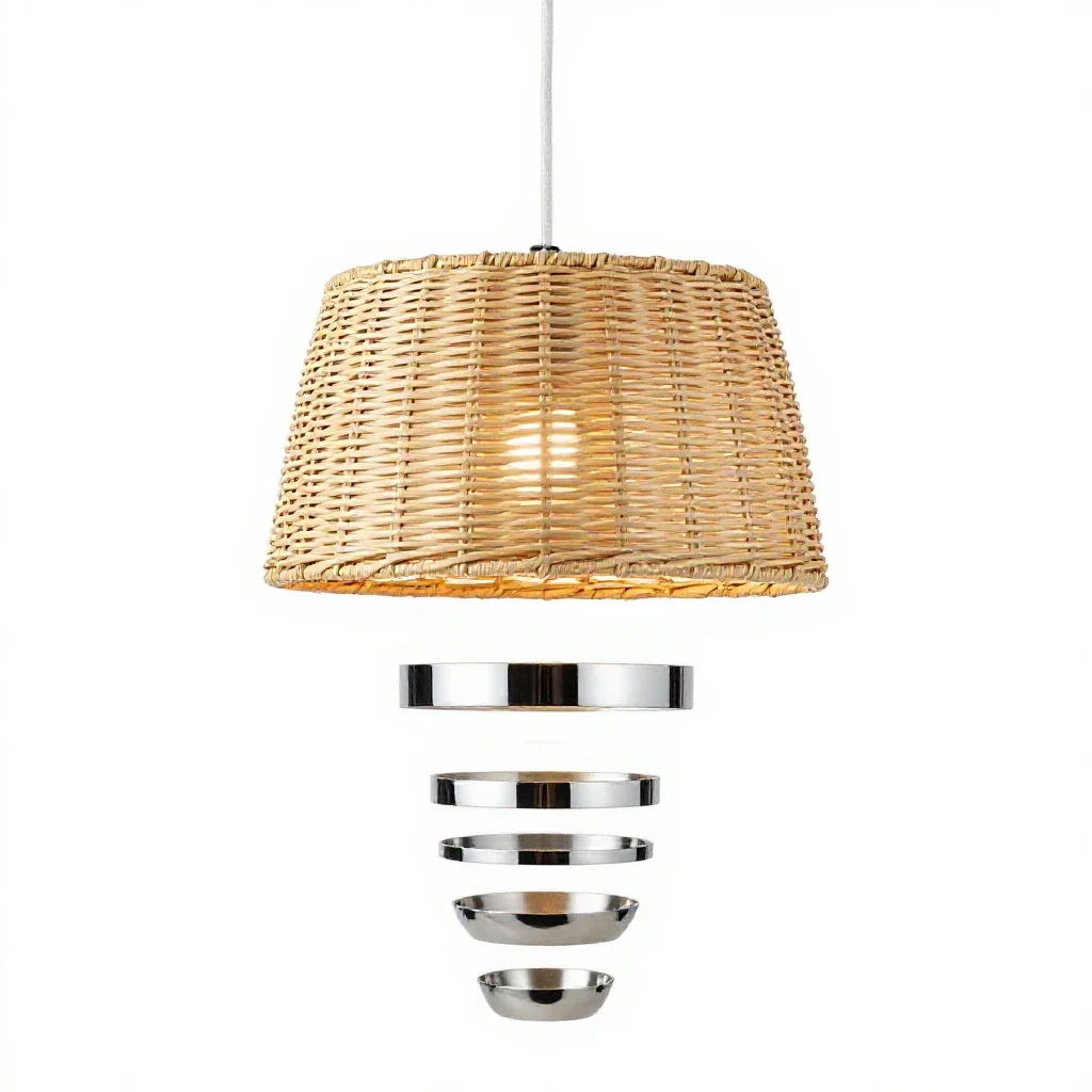 Rattan pendant shade isolated on a white background