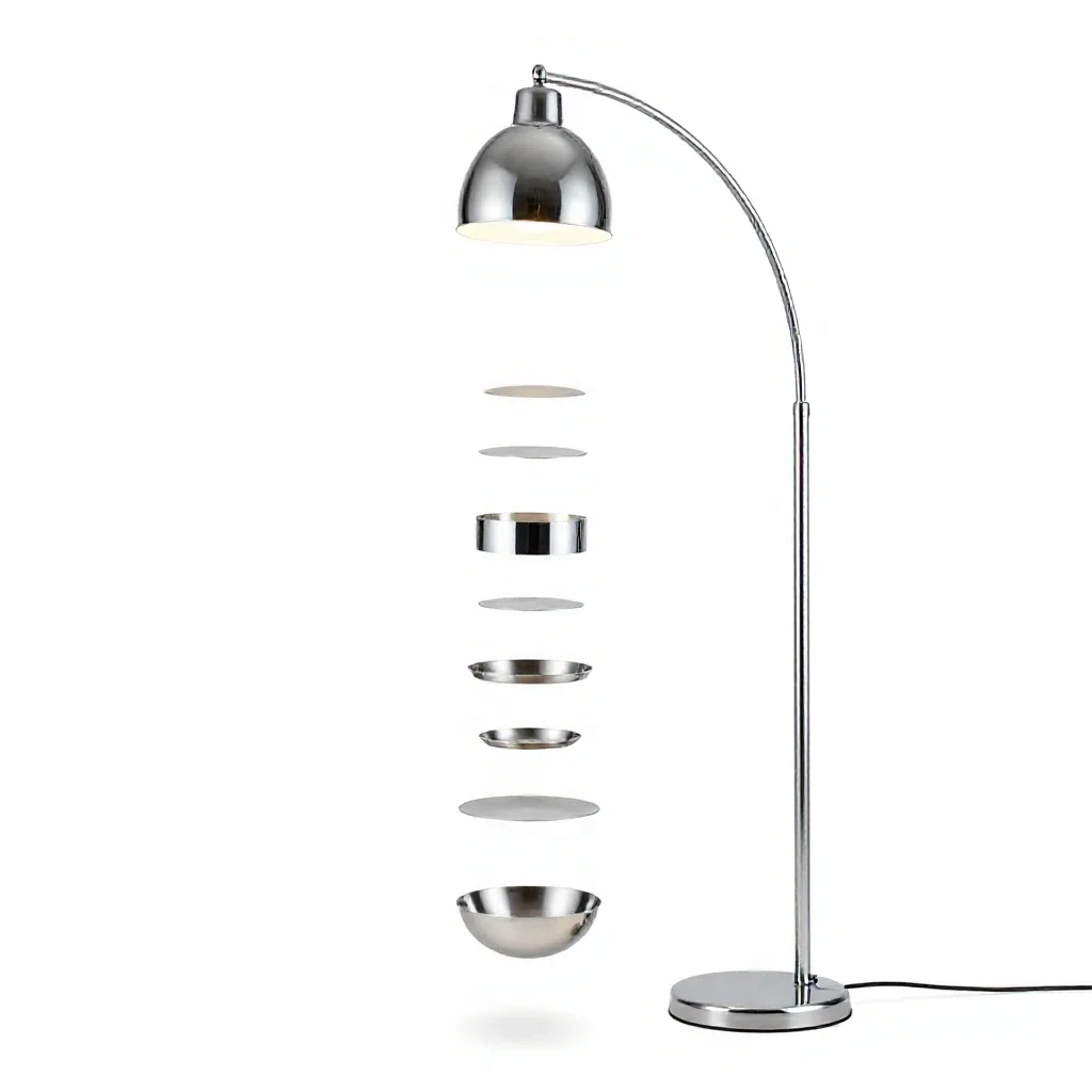 Arc floor lamp isolated on a white background