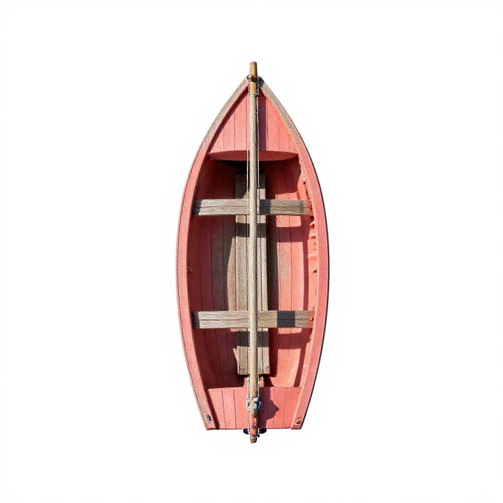 Wooden sailing dinghy isolated on a white background