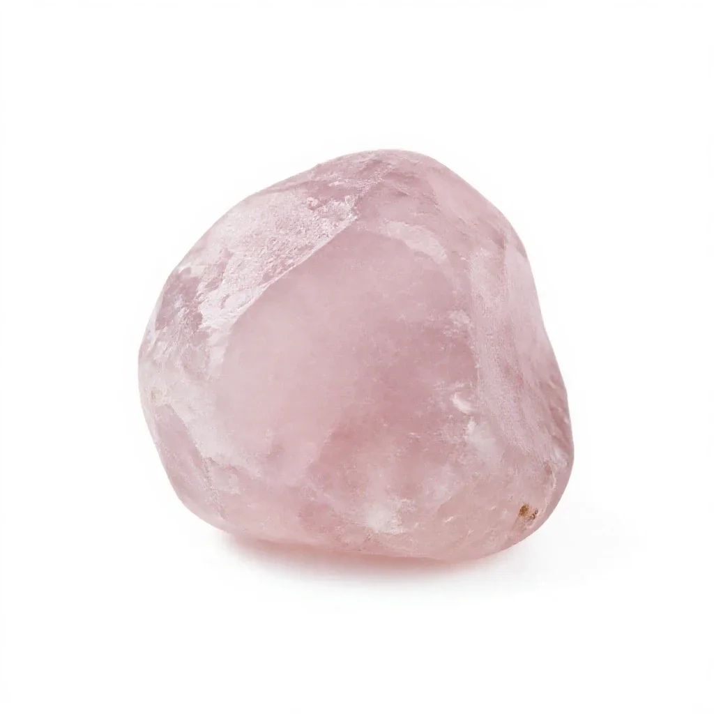 Chunk of rose quartz isolated on a white background