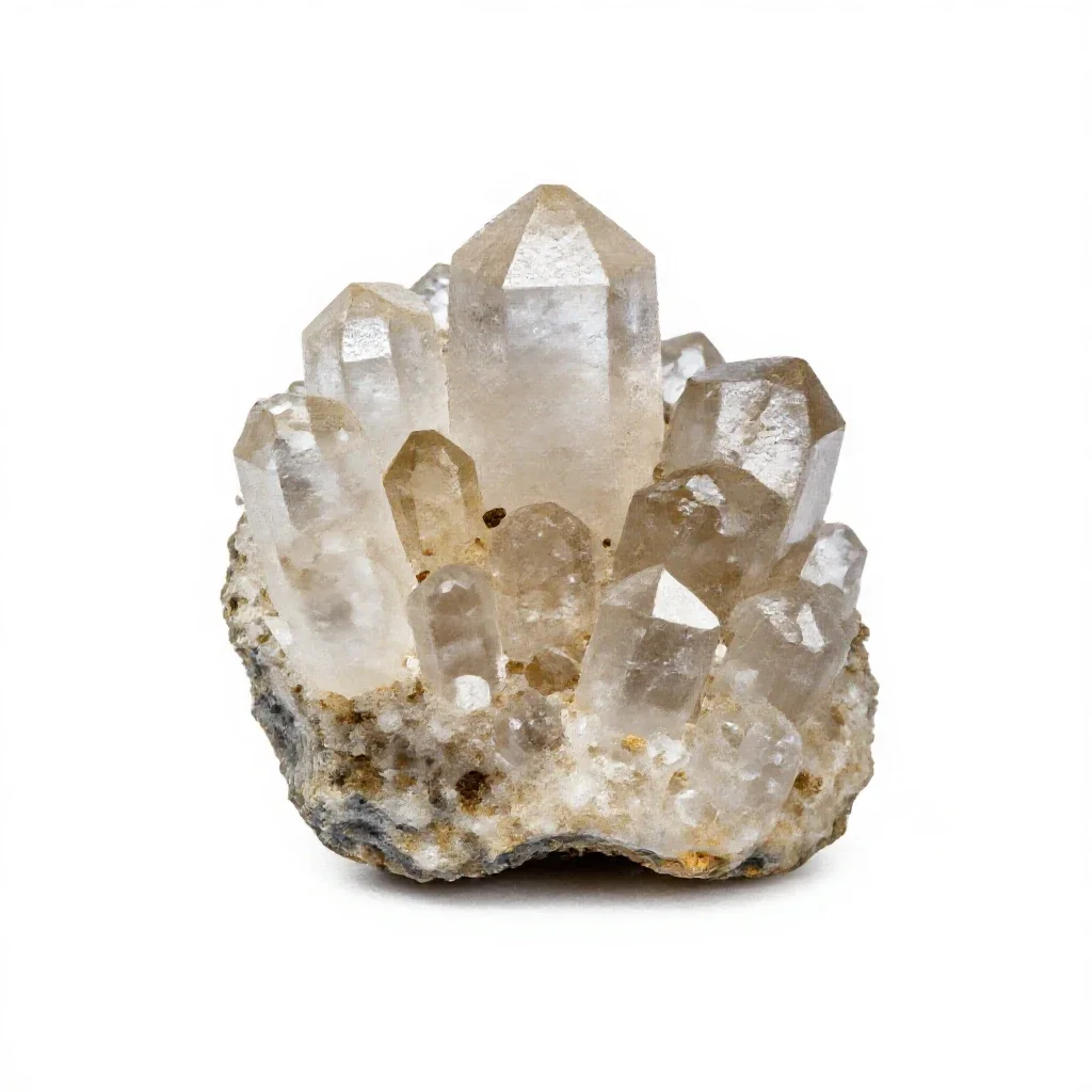 Fluorite cluster isolated on a white background