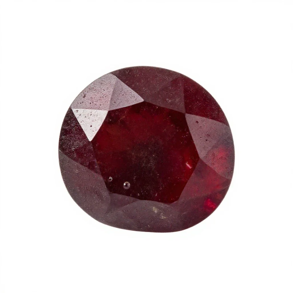 Garnet in matrix isolated on a white background