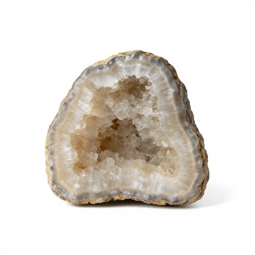 Geode with calcite isolated on a white background