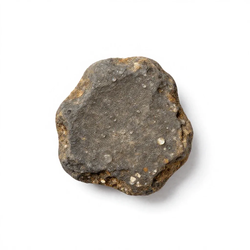 Meteorite fragment isolated on a white background