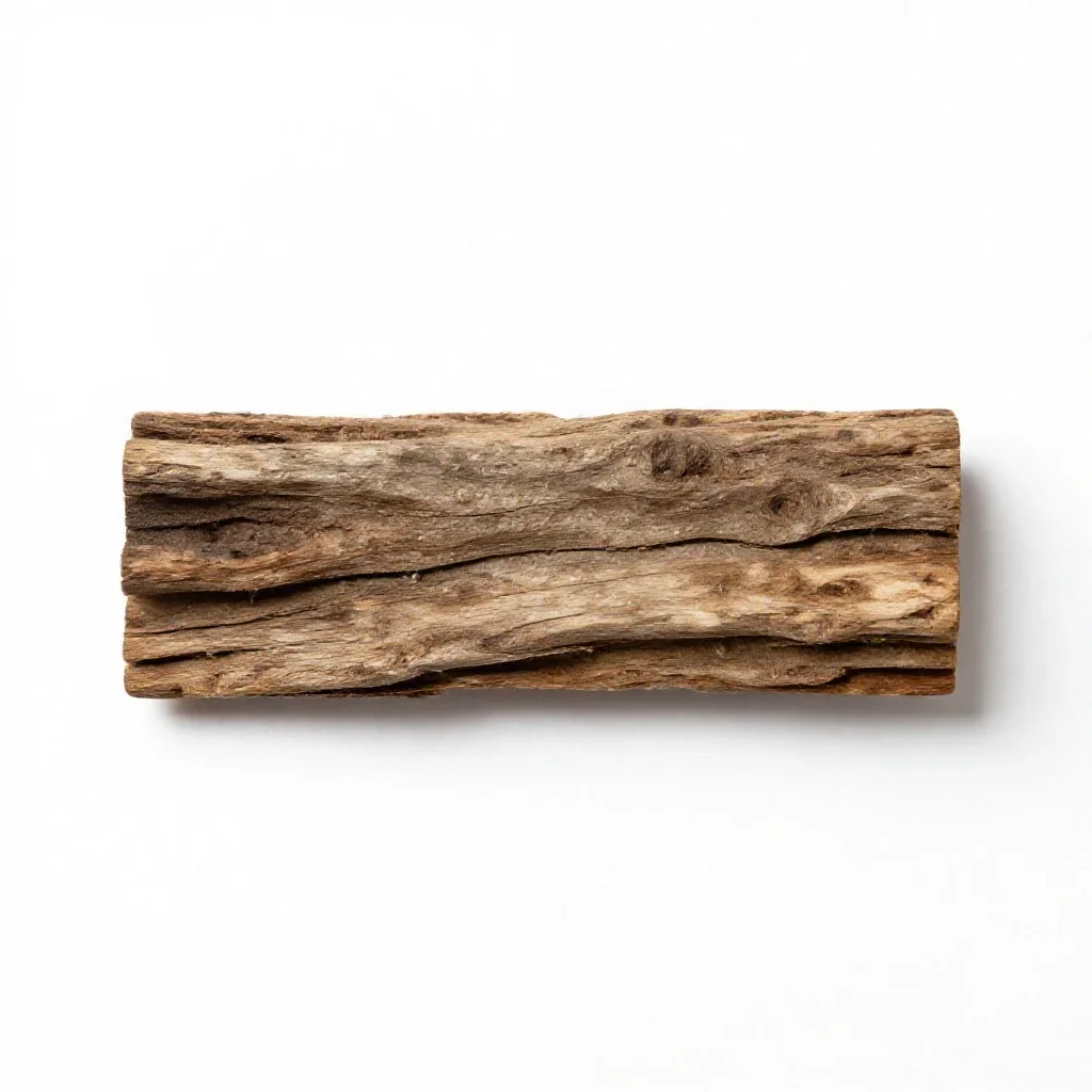 Piece of petrified wood isolated on a white background