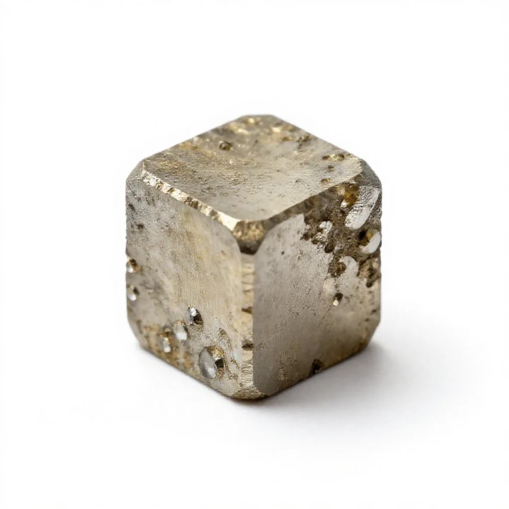 Pyrite cube isolated on a white background